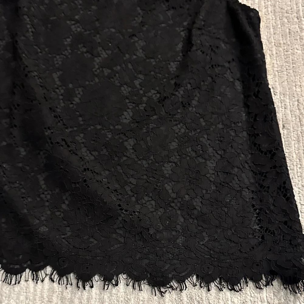 J. Crew Black Lace Ruffle Neck Blouse